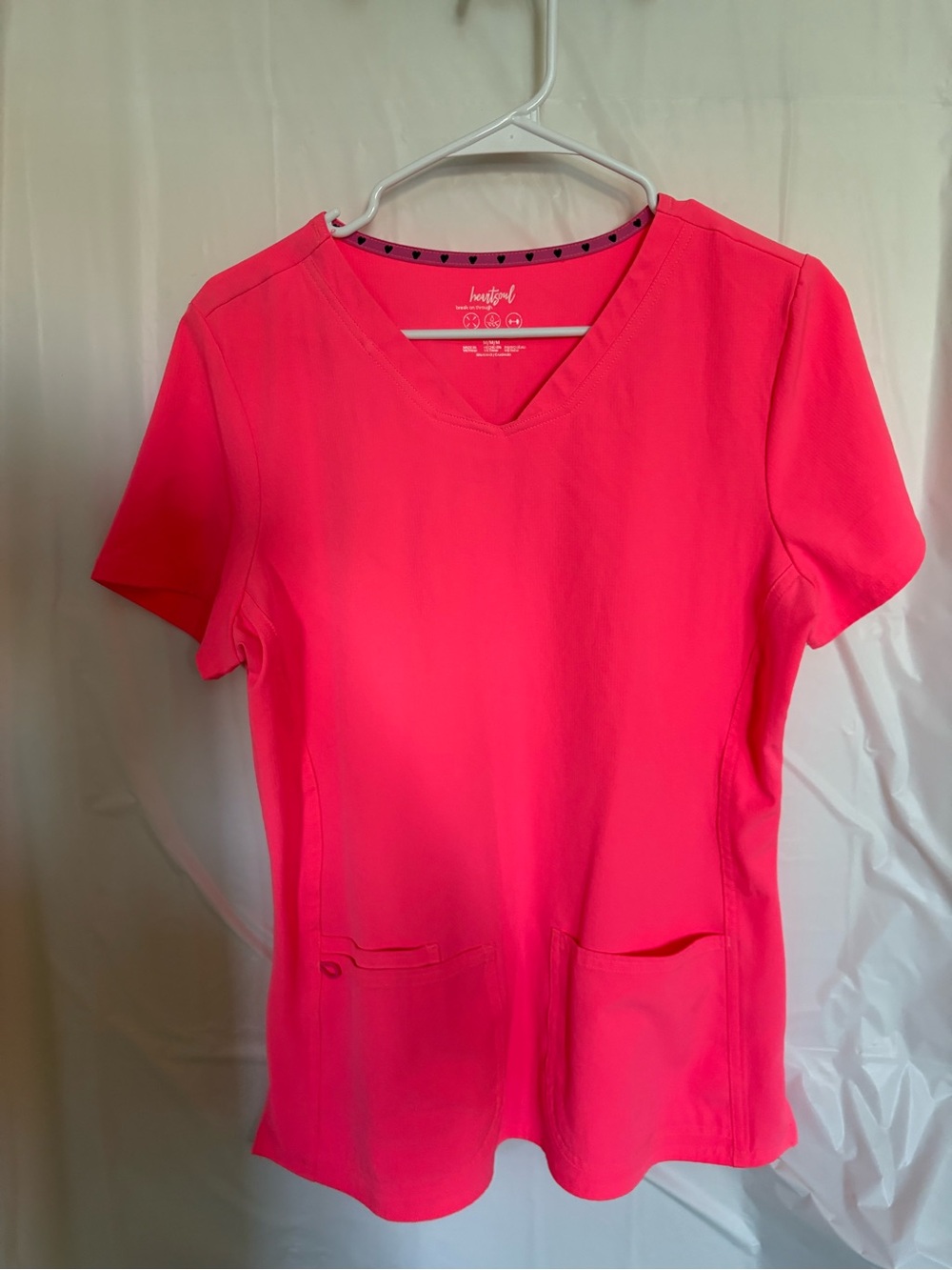 HeartSoul Women's Short Sleeve V-Neck Scrub Top in Hot Pink